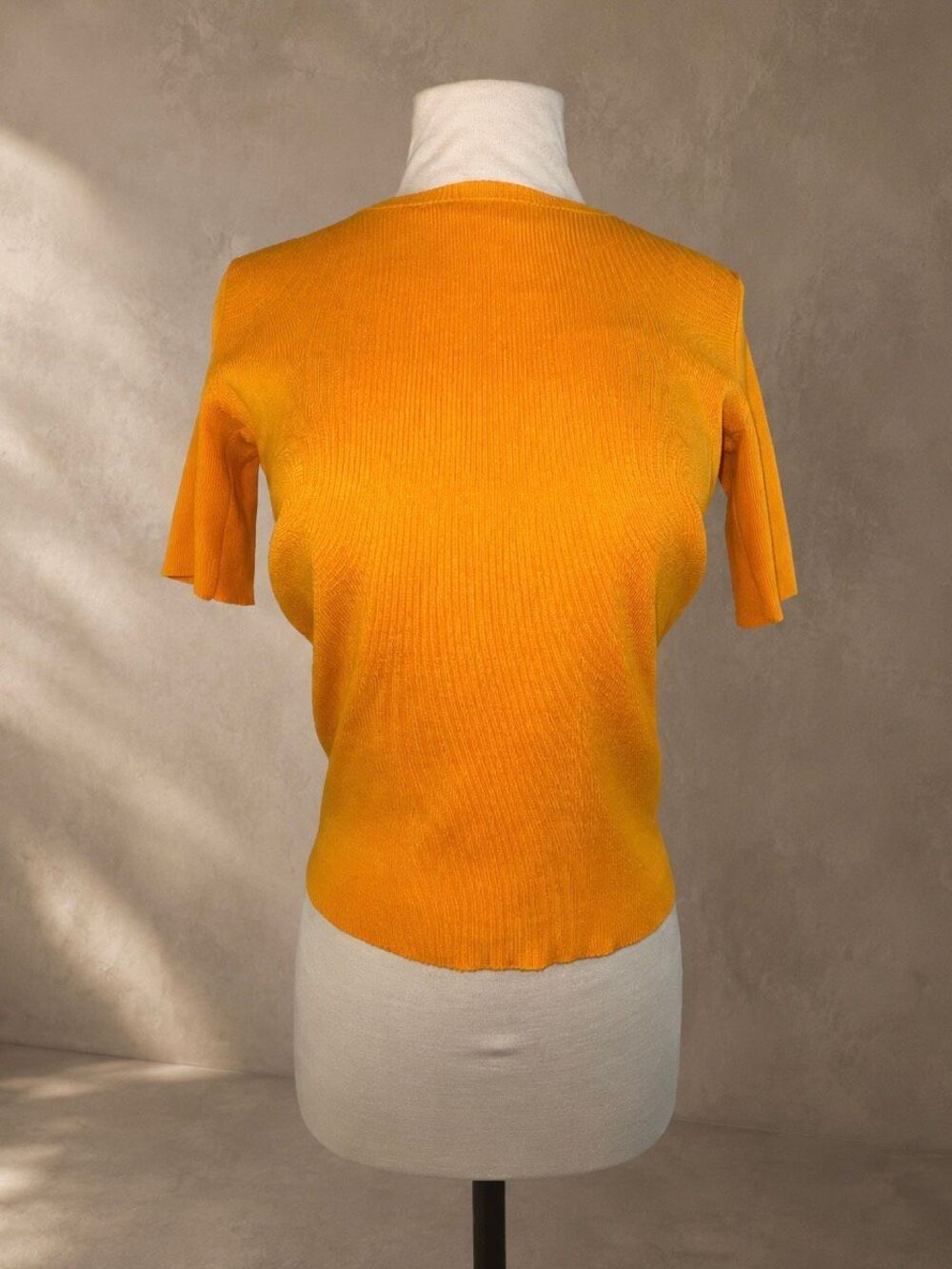 Simon Miller XL Open Back Tie Knit Top Orange Ribbed Boat Neck